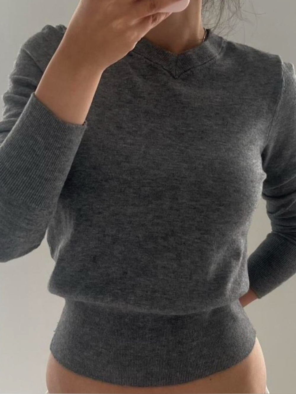 H&M Dark Charcoal V-Neck Women's Sweater